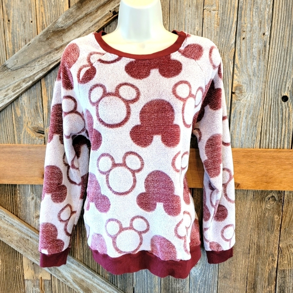 Mickey Mouse Pink Fleece Disney pull over MEDIUM m pink SOFT EUC